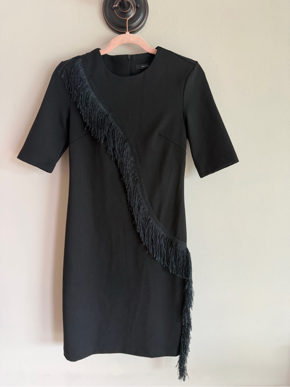 Walter Baker Black Fringe Sheath Dress